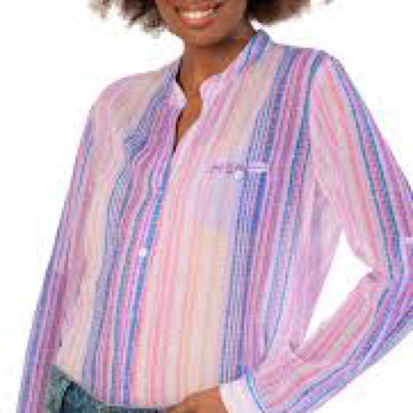 Kut from the Kloth Tops - Kut from the Kloth Purple and Pink 3/4 Sleeve Button Down Shirt